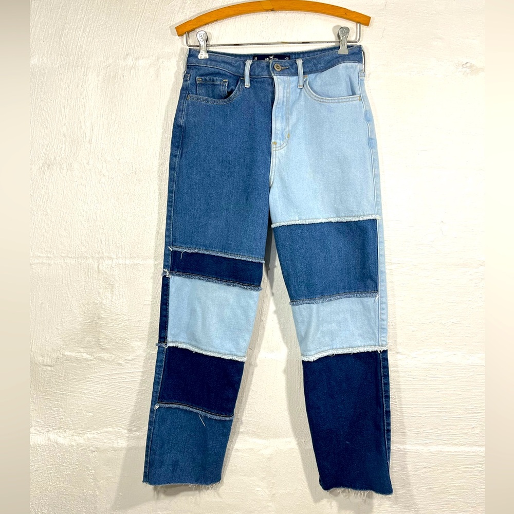 HOLLISTER ULTRA HIGH RISE PATCHWORK STRAIGHT LEG (a366)